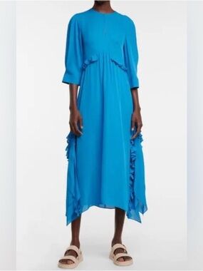 Dorothee Schumacher Fluid Luxury Silk Dress In Blue